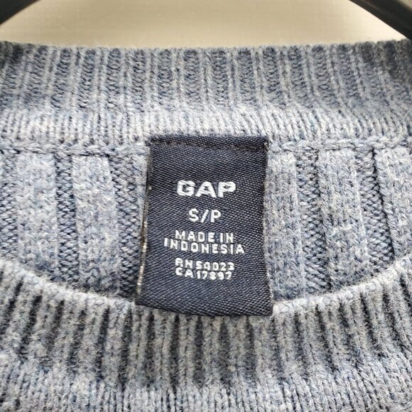 GAP Women's Vintage Y2K Blue Stretch Ribbed Knit Basic Crew Neck Sweater Sz S - Picture 3 of 5